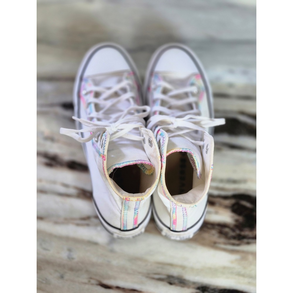Converse Chuck Taylor All Star Platform White Rainbow Embroidery Women 7 Street - Picture 5 of 11